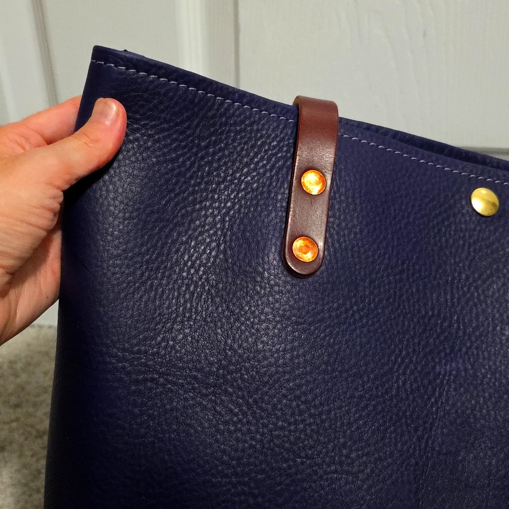 KMM & Co Colorblock Panel Tote Shoulder Bag Purple Violet Blue Cypress - Picture 3 of 11